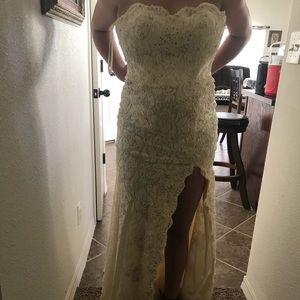 White Mari Lee prom dress.